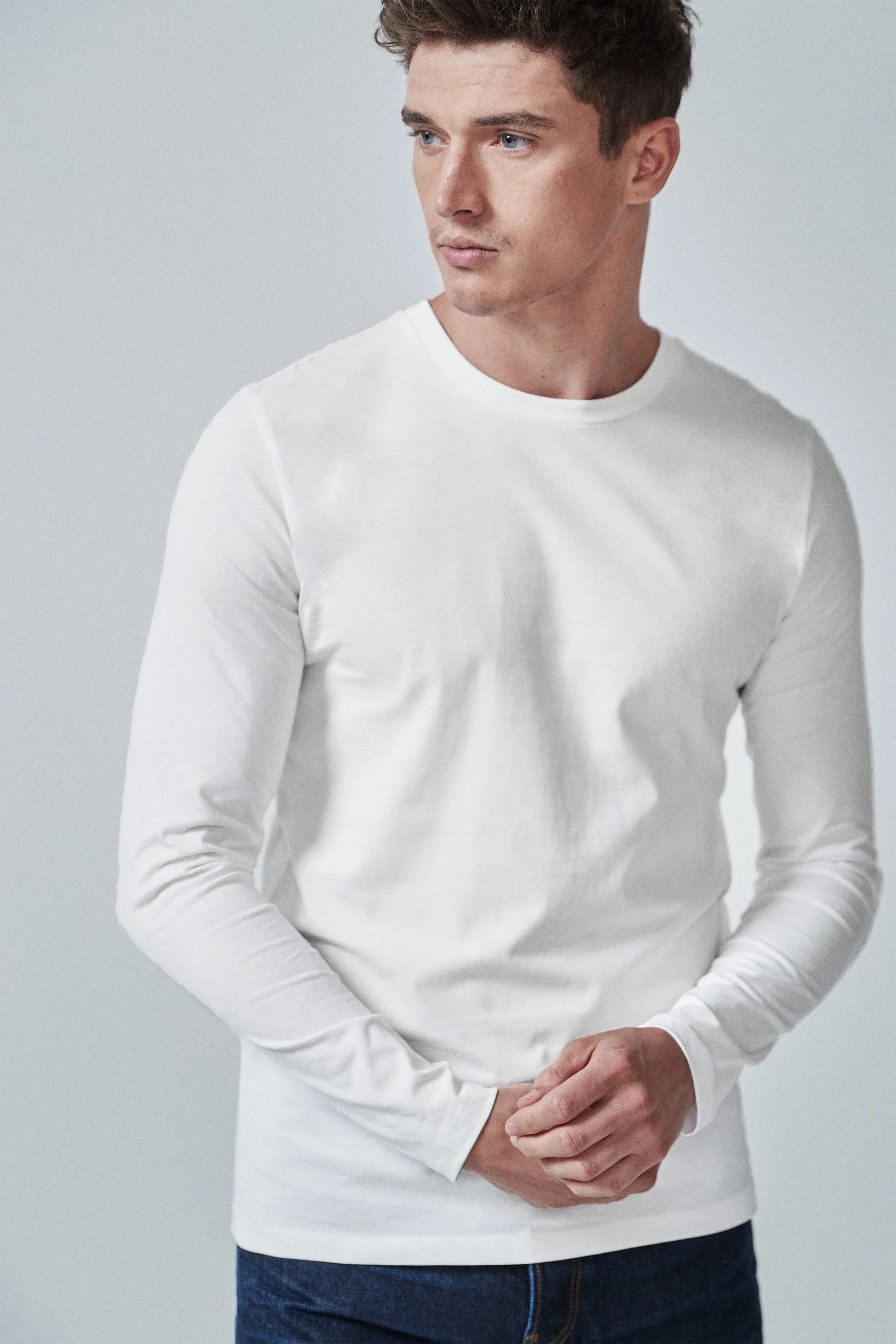 100% Cotton Long Sleeve Crew Neck T-Shirt    