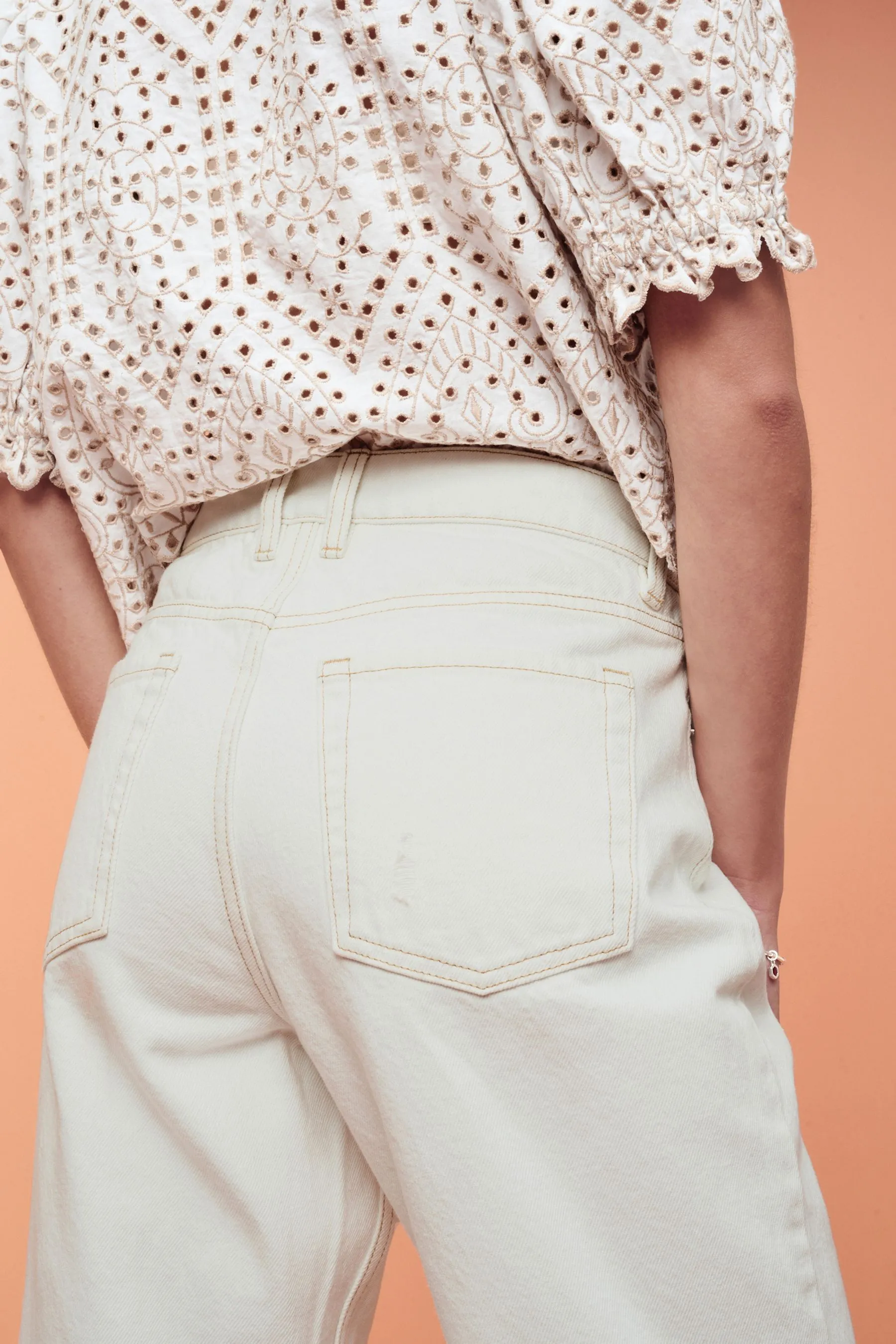 100% Cotton Ripped Straight Leg Jeans    