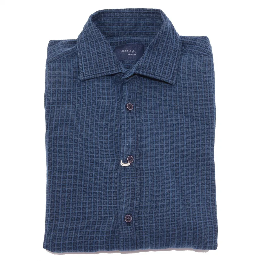 1471X camicia uomo ALTEA INDACO blue shirt heavy cotton men
