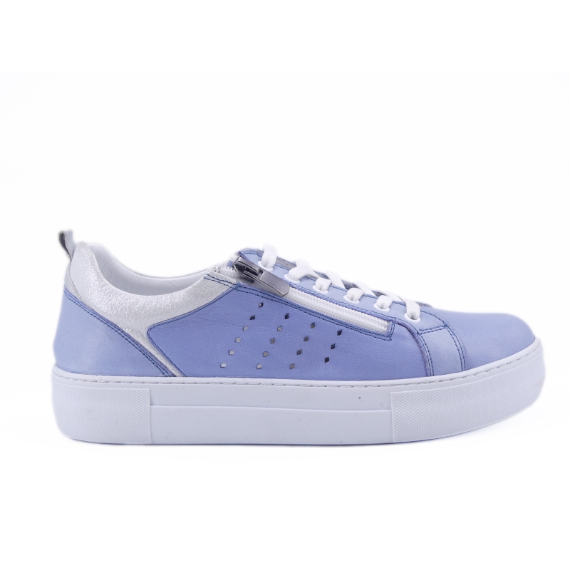 34103 – Scarpa Sneacker Donna Pelle Lacci Zip Evoca