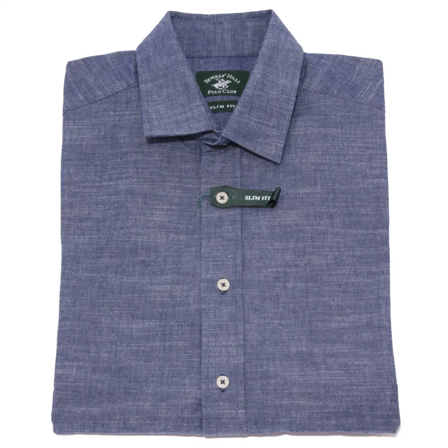 3620K camicia uomo BEVERLY HILLS POLO CLUB blue denim shirt cotton man
