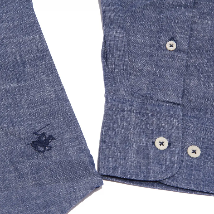 3620K camicia uomo BEVERLY HILLS POLO CLUB blue denim shirt cotton man