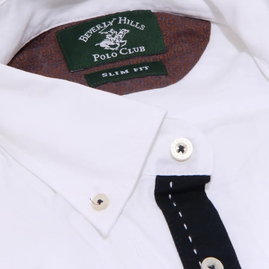 7596K camicia uomo BEVERLY HILLS POLO CLUB white shirt cotton man