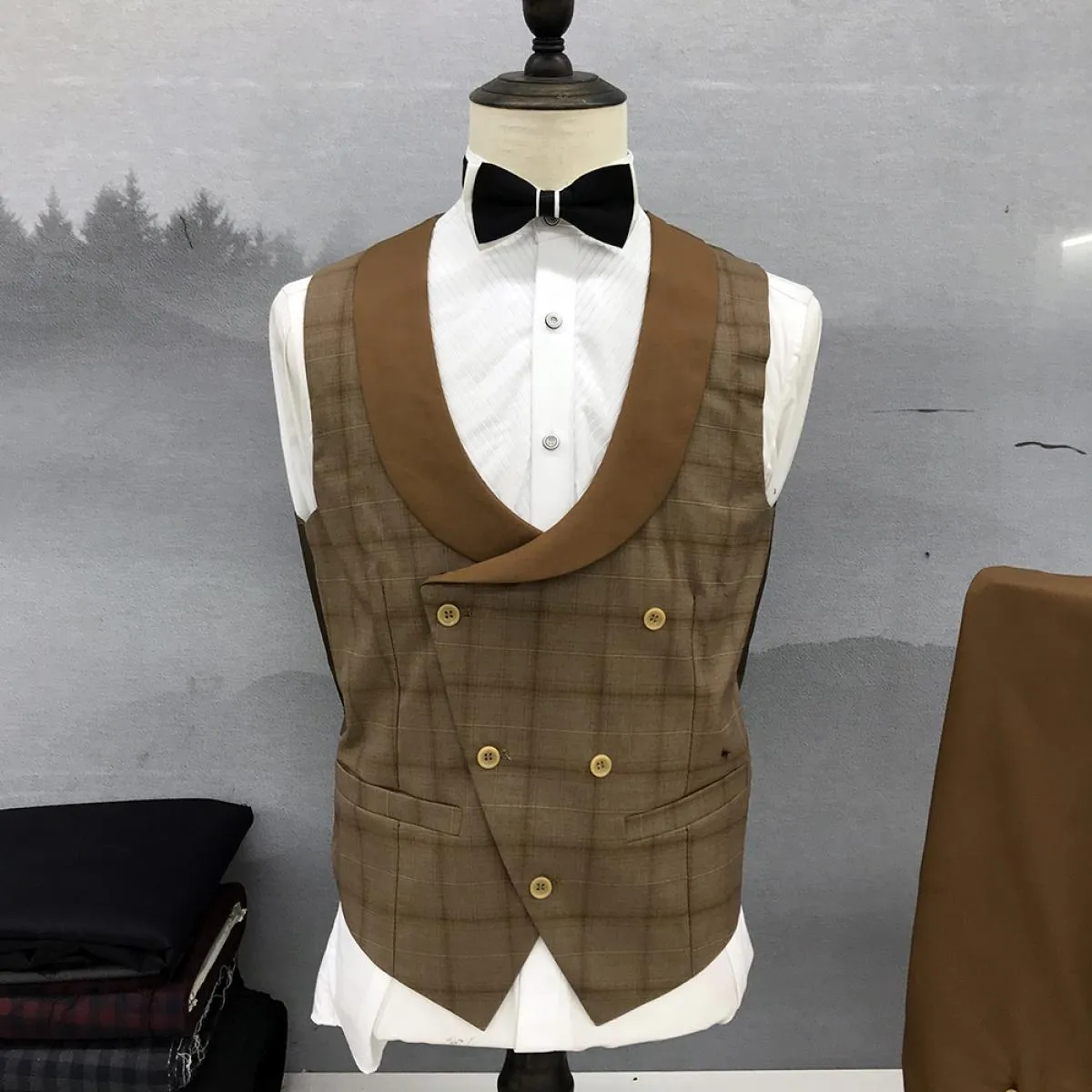 Abiti da sposa per uomo Blazer Hombre Risvolto con visiera Gilet monopetto Giacca Pantaloni Tre pezzi Slim Fit Business formale