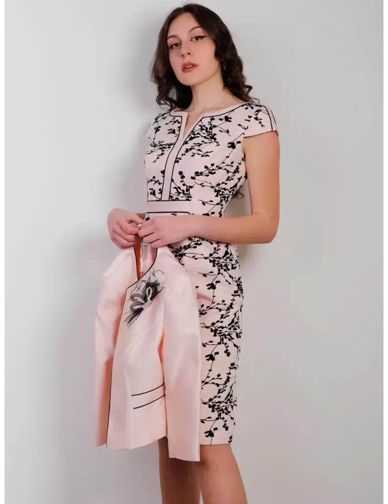 Abito e giacca Sonia Pena Couture 1201006 seta rosa e nero