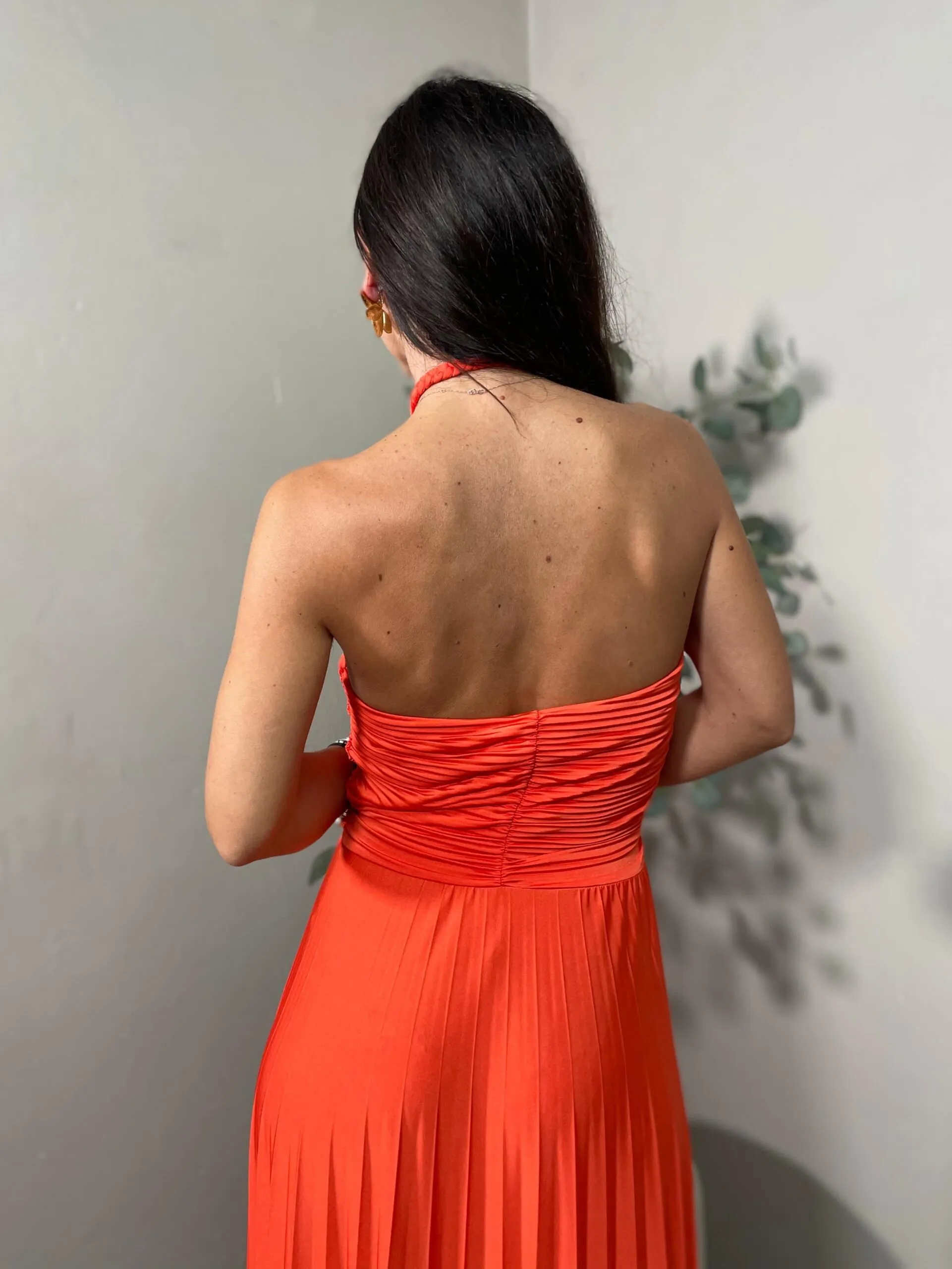 Abito Lungo Con Treccia Arancio