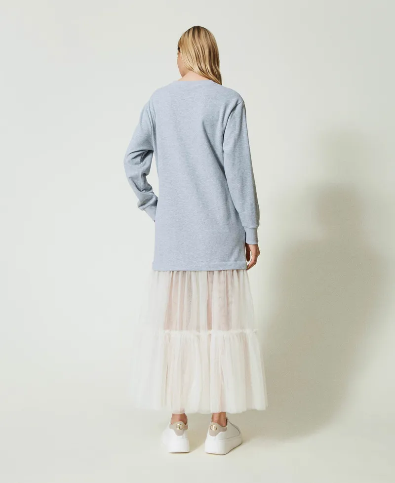 Abito lungo in felpa e tulle