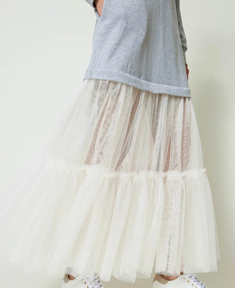 Abito lungo in felpa e tulle