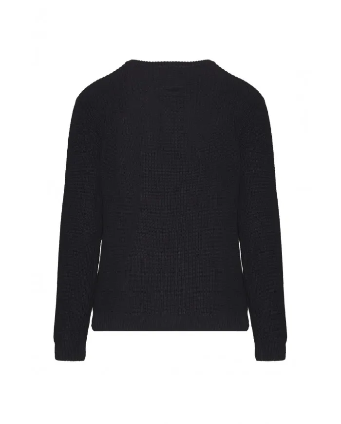 AERONAUTICA  MILITARE Maglia Uomo MA1280 A-ET Maglione in Cotone Tricolori 08312 BLUE BLACK