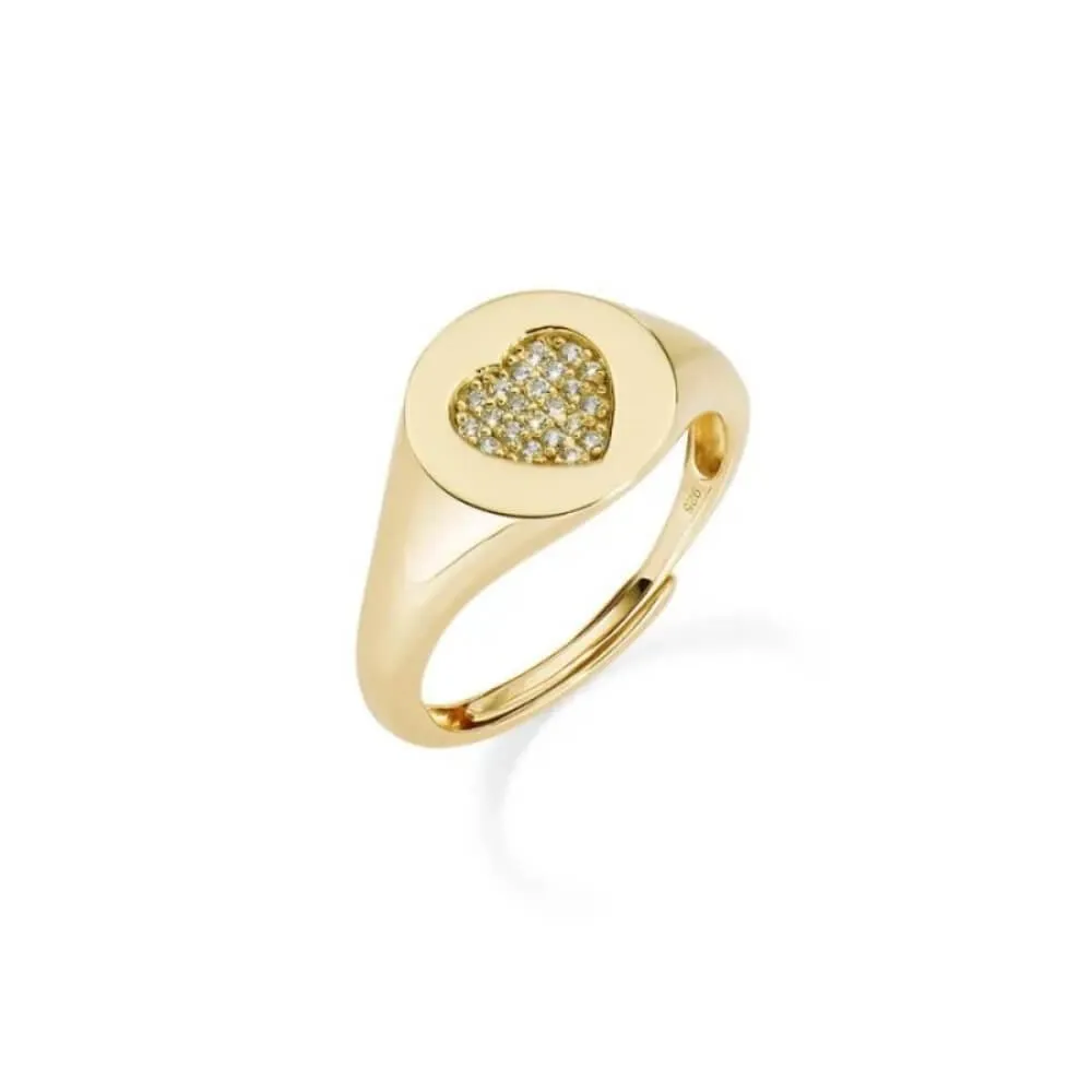 ANELLO CHEVALIER CUORE ORO IN PAVÉ MEDIUM AMEN