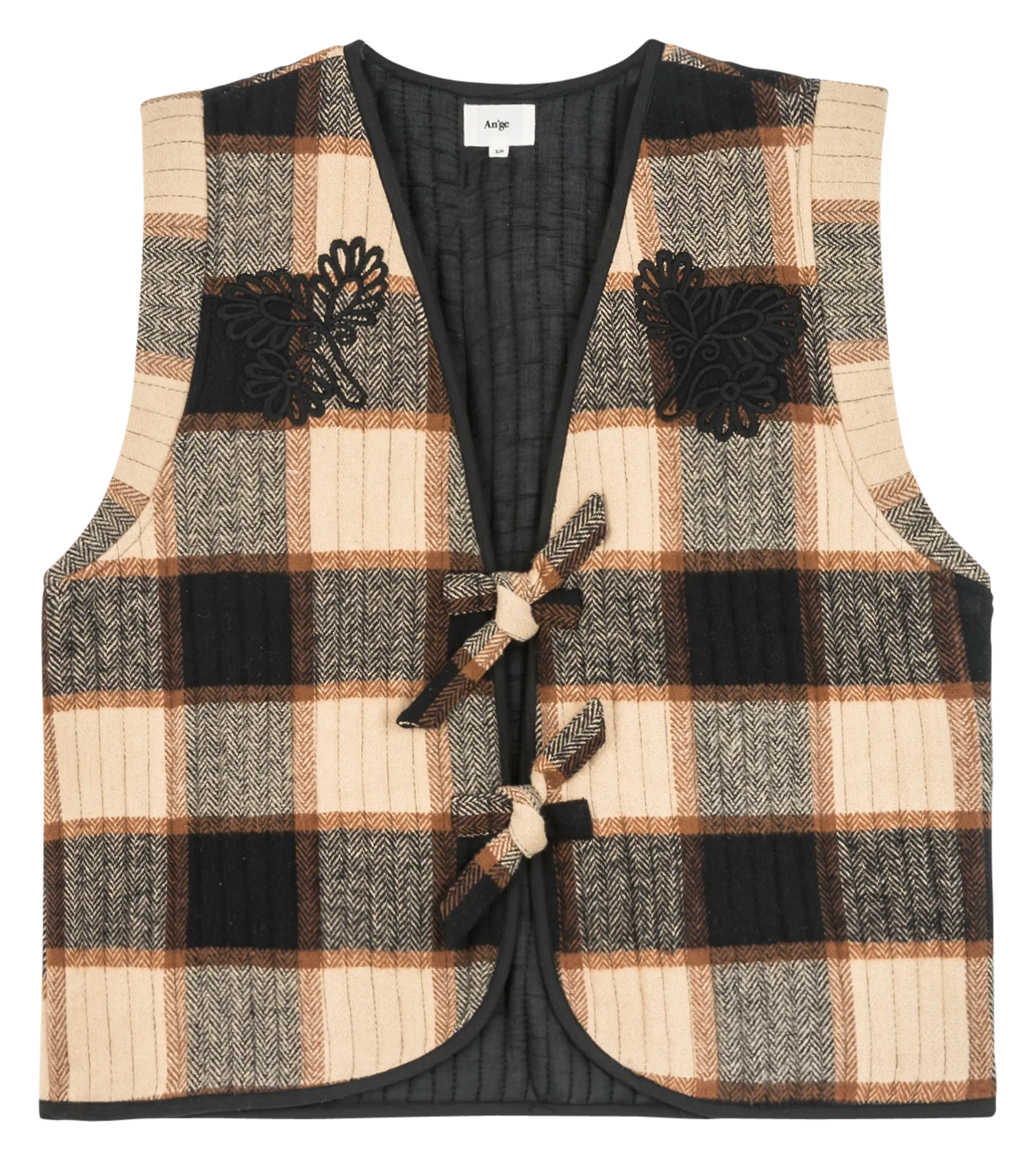  AN'GE   SALTANA - Giacca aderente in cotone a quadri | Beige
