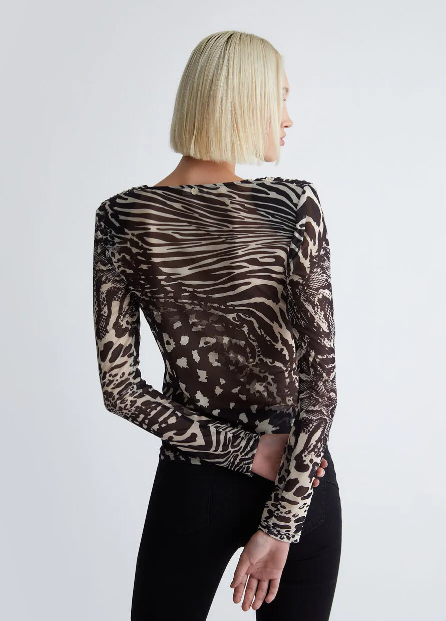 Animal Print T-Shirt / Black
