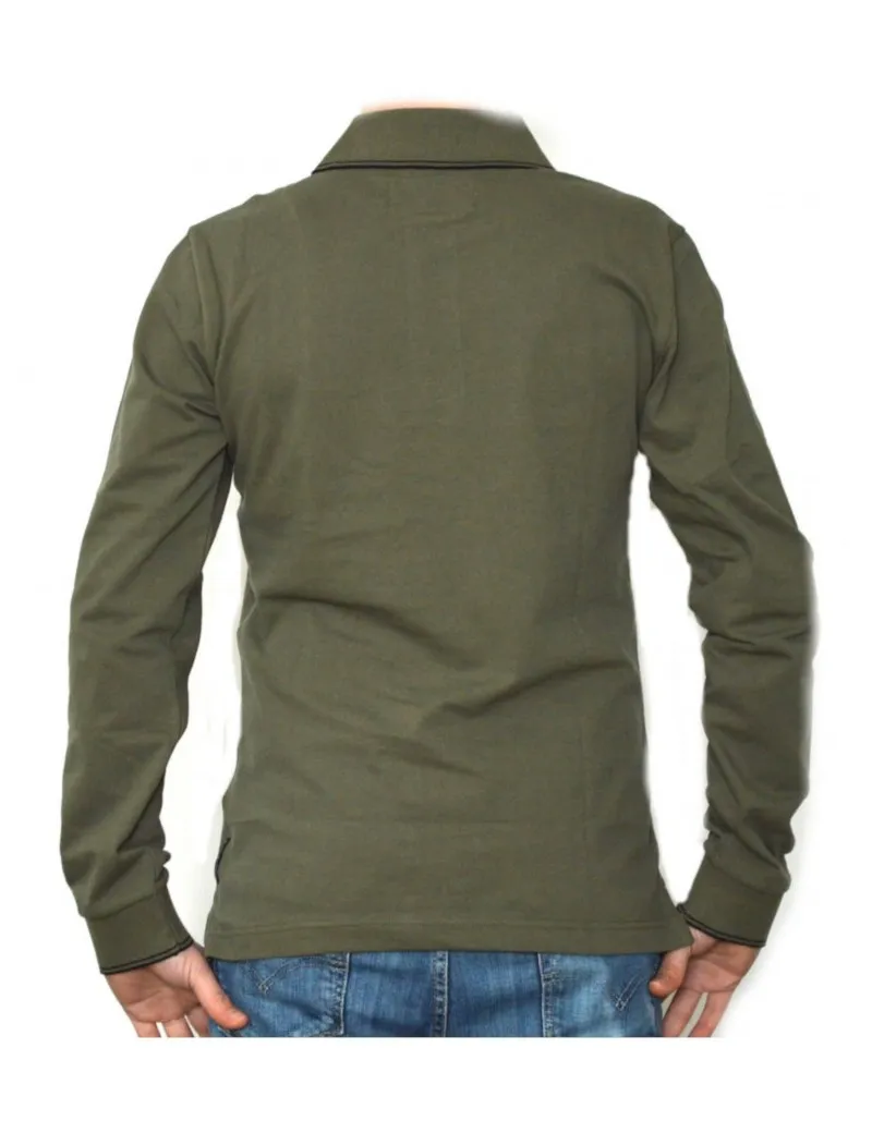 ARMANI JEANS polo manica lunga cotone slim fit verdone