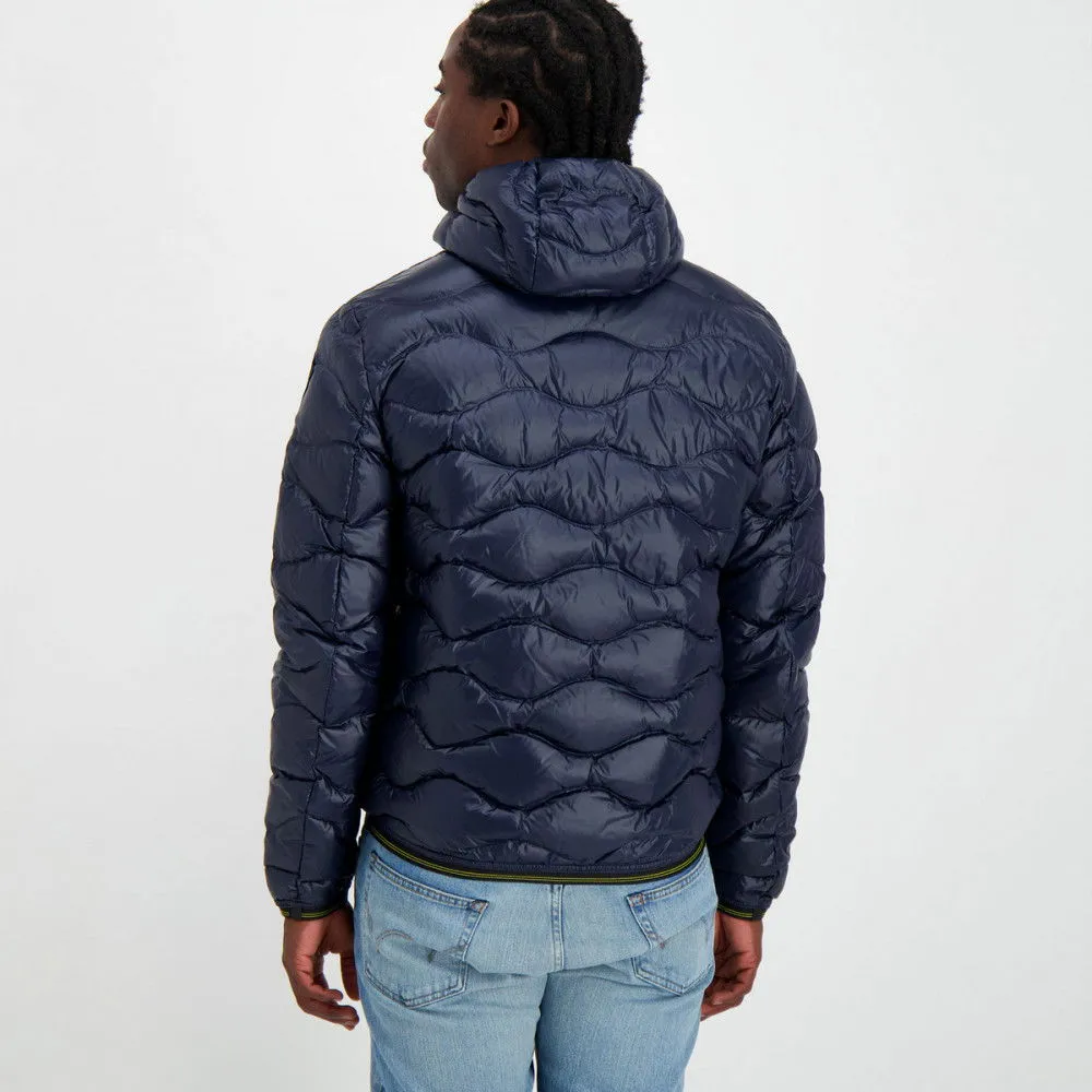 BLAUER PIUMINO CON CAPPUCCIO AD ONDE WAVE