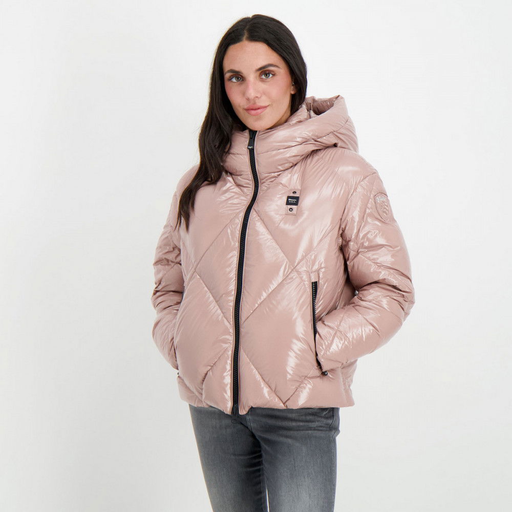 BLAUER PIUMINO CON CAPPUCCIO LACCATO DONNA