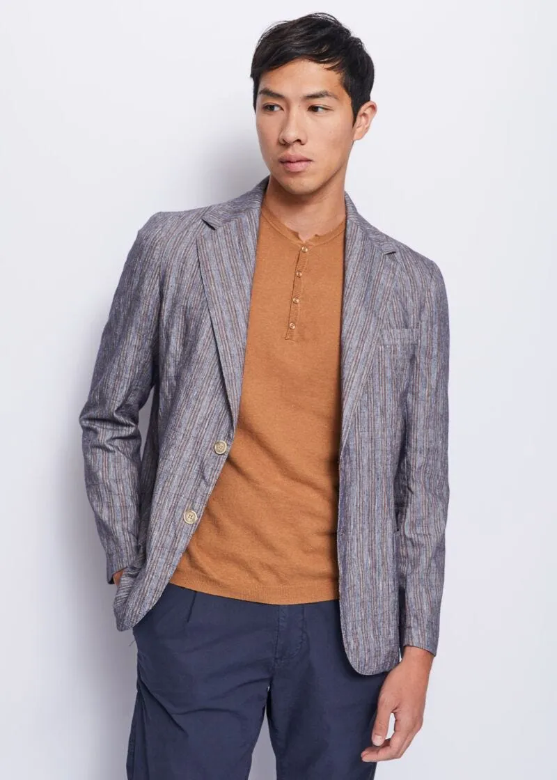 Blazer a righe in lino e cotone