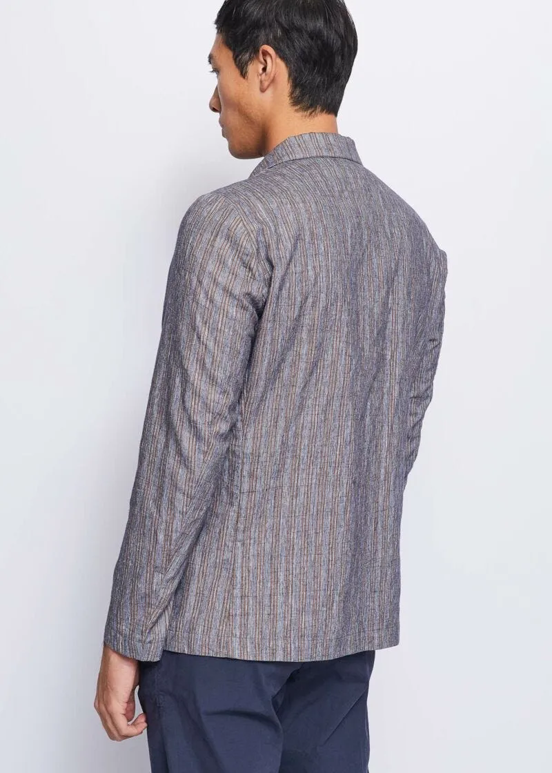 Blazer a righe in lino e cotone