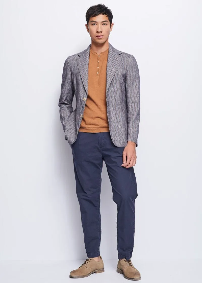 Blazer a righe in lino e cotone
