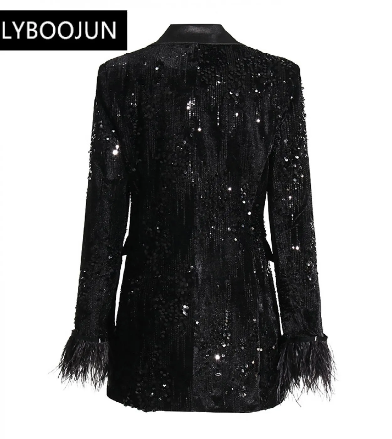 Blazer di marca Abiti per le donne Scintillanti Tasche casual Tassel impiombato con paillettes Piume Giacca Donna 2022 New Offic