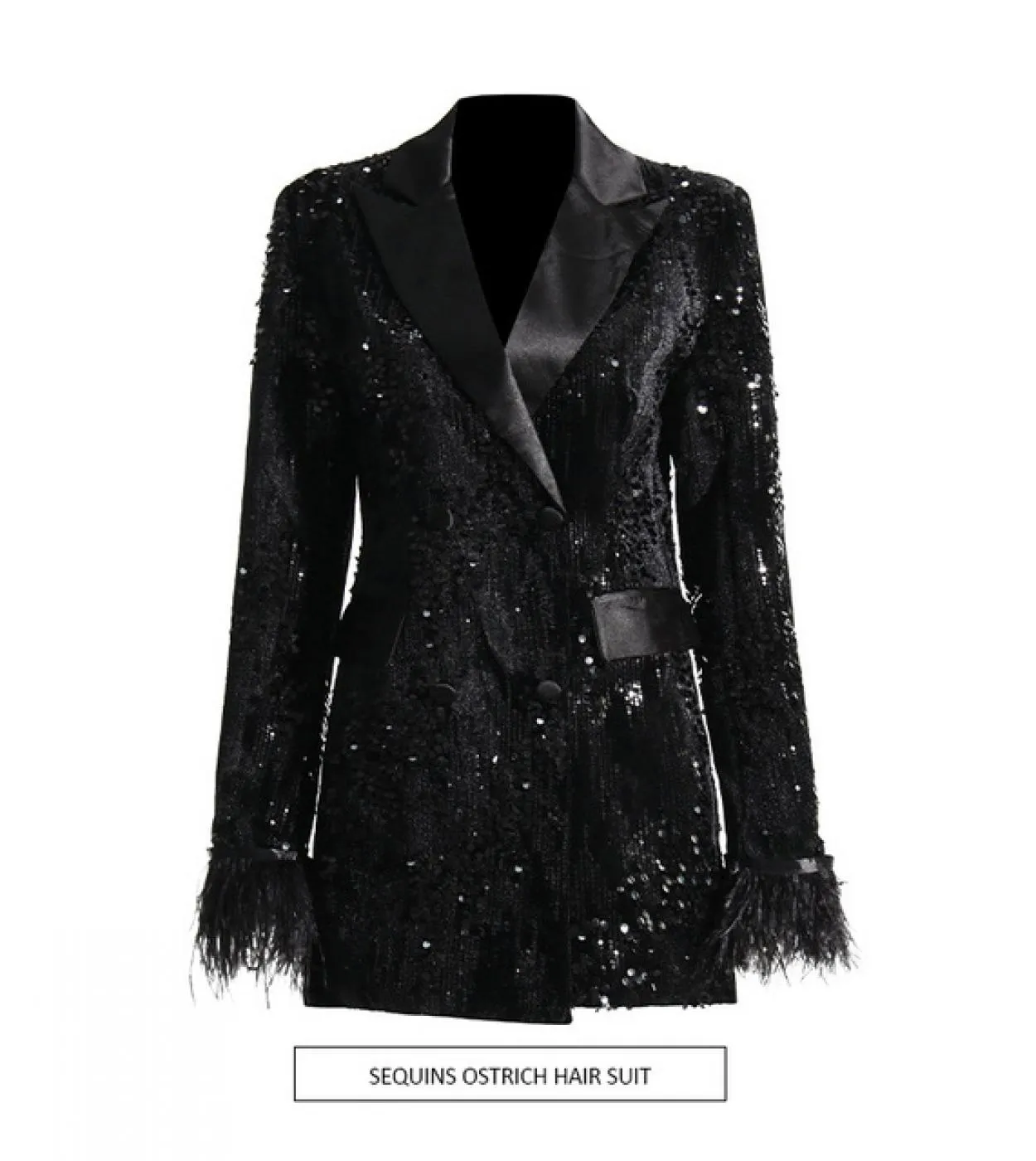 Blazer di marca Abiti per le donne Scintillanti Tasche casual Tassel impiombato con paillettes Piume Giacca Donna 2022 New Offic