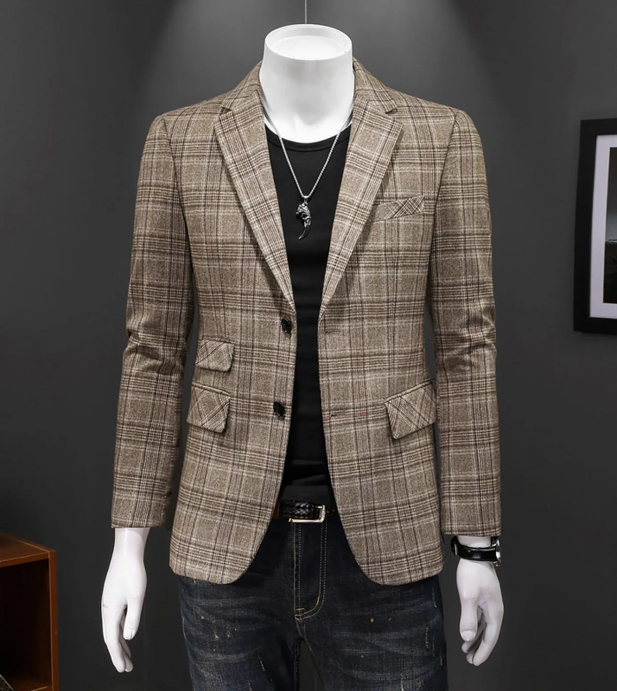 Blazer Uomo Plus Size Blazer scozzese Uomo Khaki Blazer Uomo Abito da sposa Blazer da uomo Blazer
