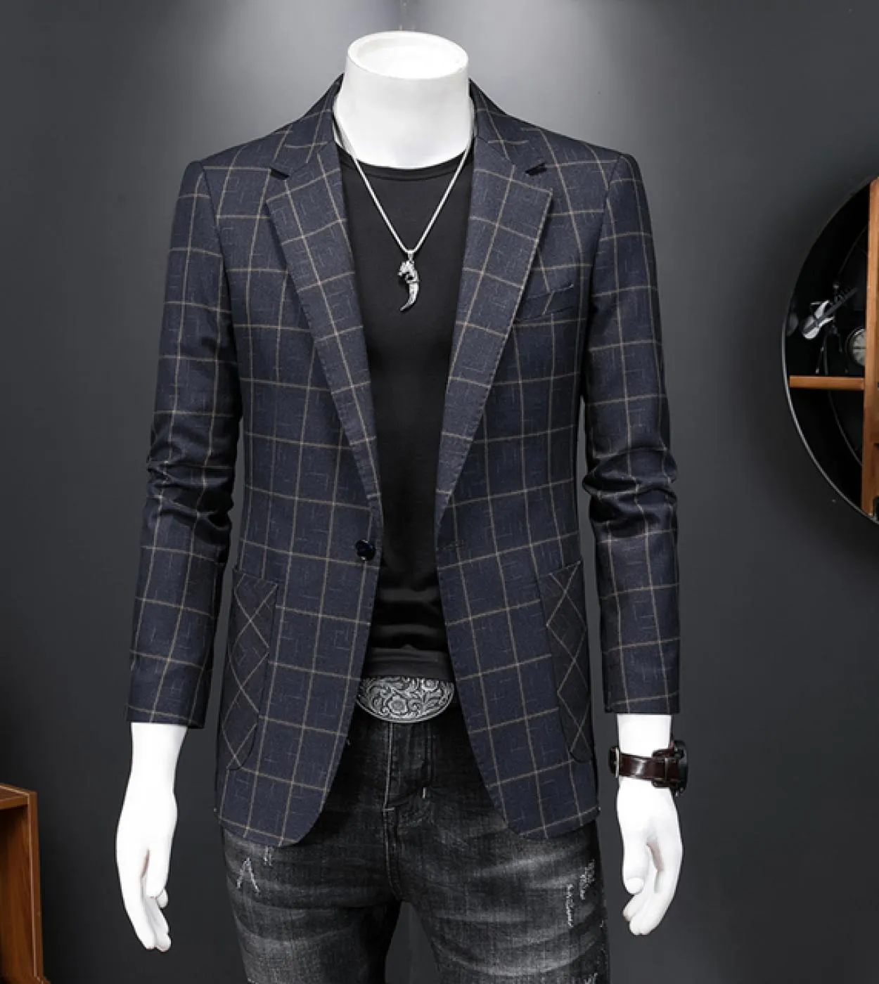 Blazer Uomo Plus Size Blazer scozzese Uomo Khaki Blazer Uomo Abito da sposa Blazer da uomo Blazer