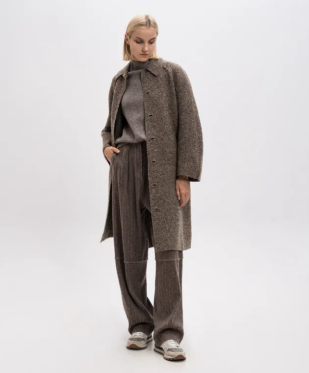 BOBOUTIC Maglione marrone melange con lana 4796