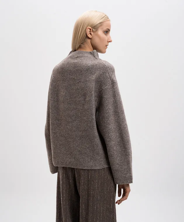 BOBOUTIC Maglione marrone melange con lana 4796