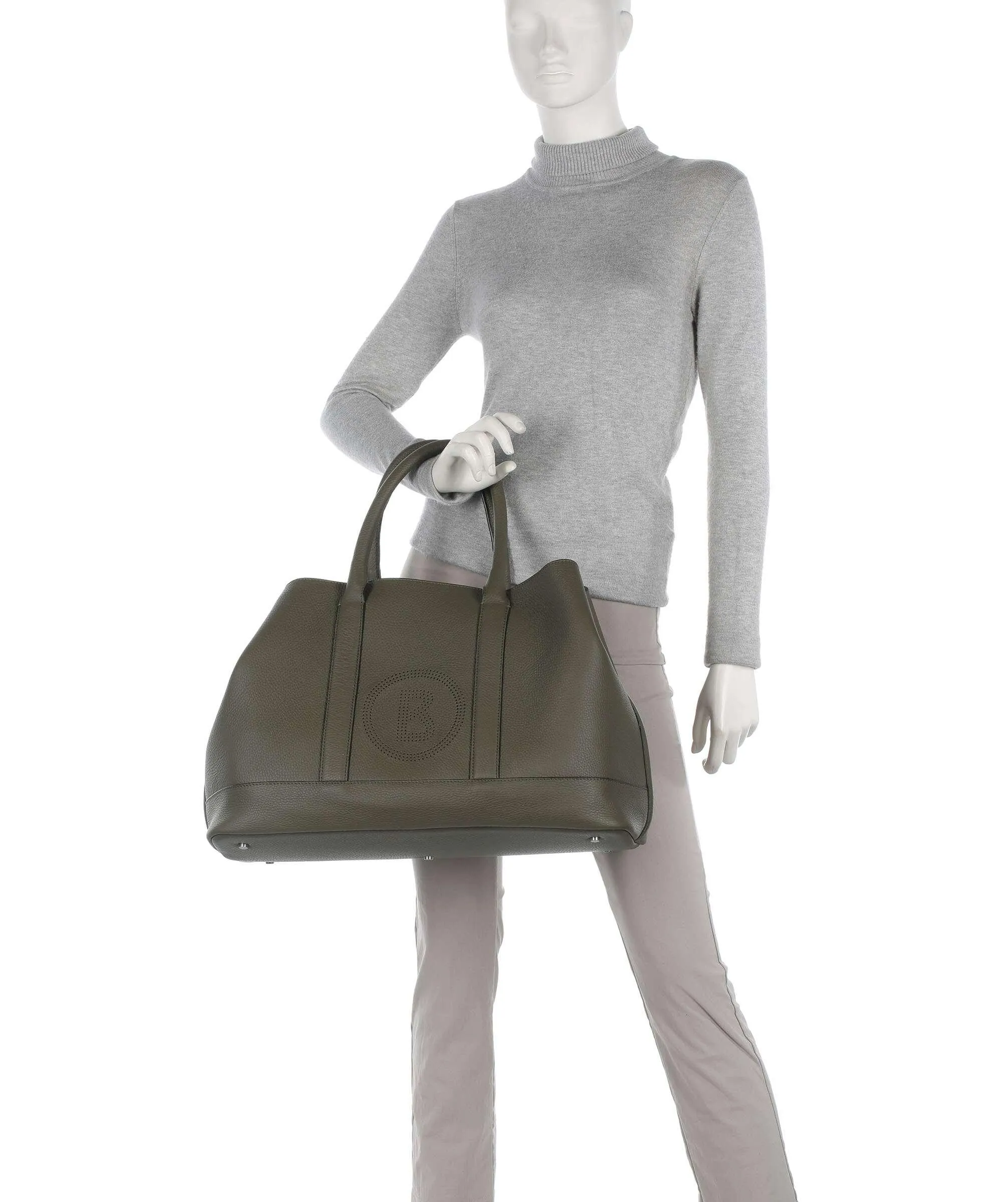  Bogner Sulden Theresa Borsa shopper pelle di vacchetta grana verde-oliva  
