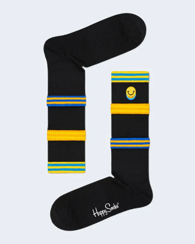 Calzini Happy Socks COLORS CUFF THIN CREW SOCK Nero
