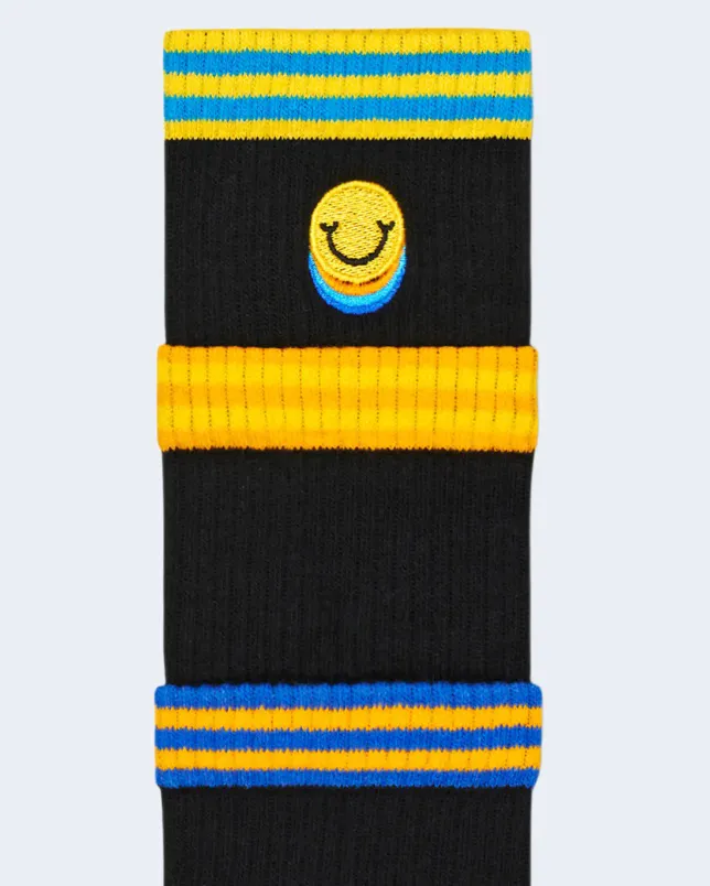 Calzini Happy Socks COLORS CUFF THIN CREW SOCK Nero