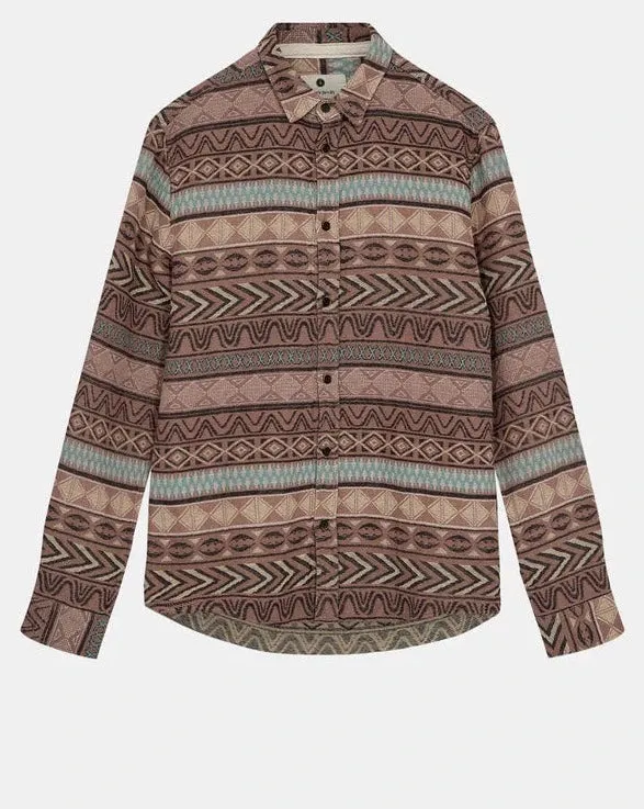 CAMICIA AKLEIF L/S JACQUARD COGNAC