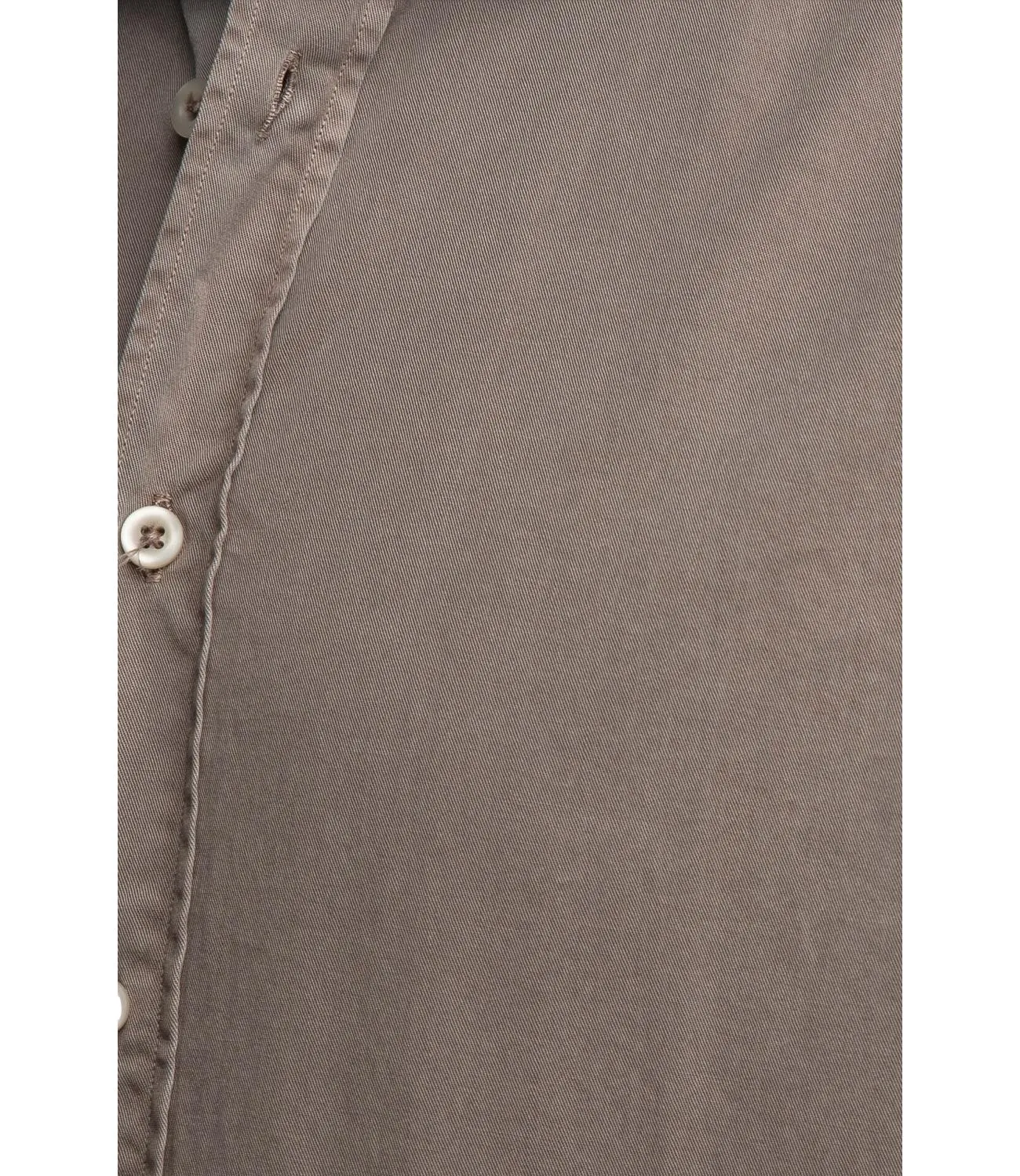 Camicia Bastoncino Simo 1379 noce in twill a manica lunga con collo semi francese