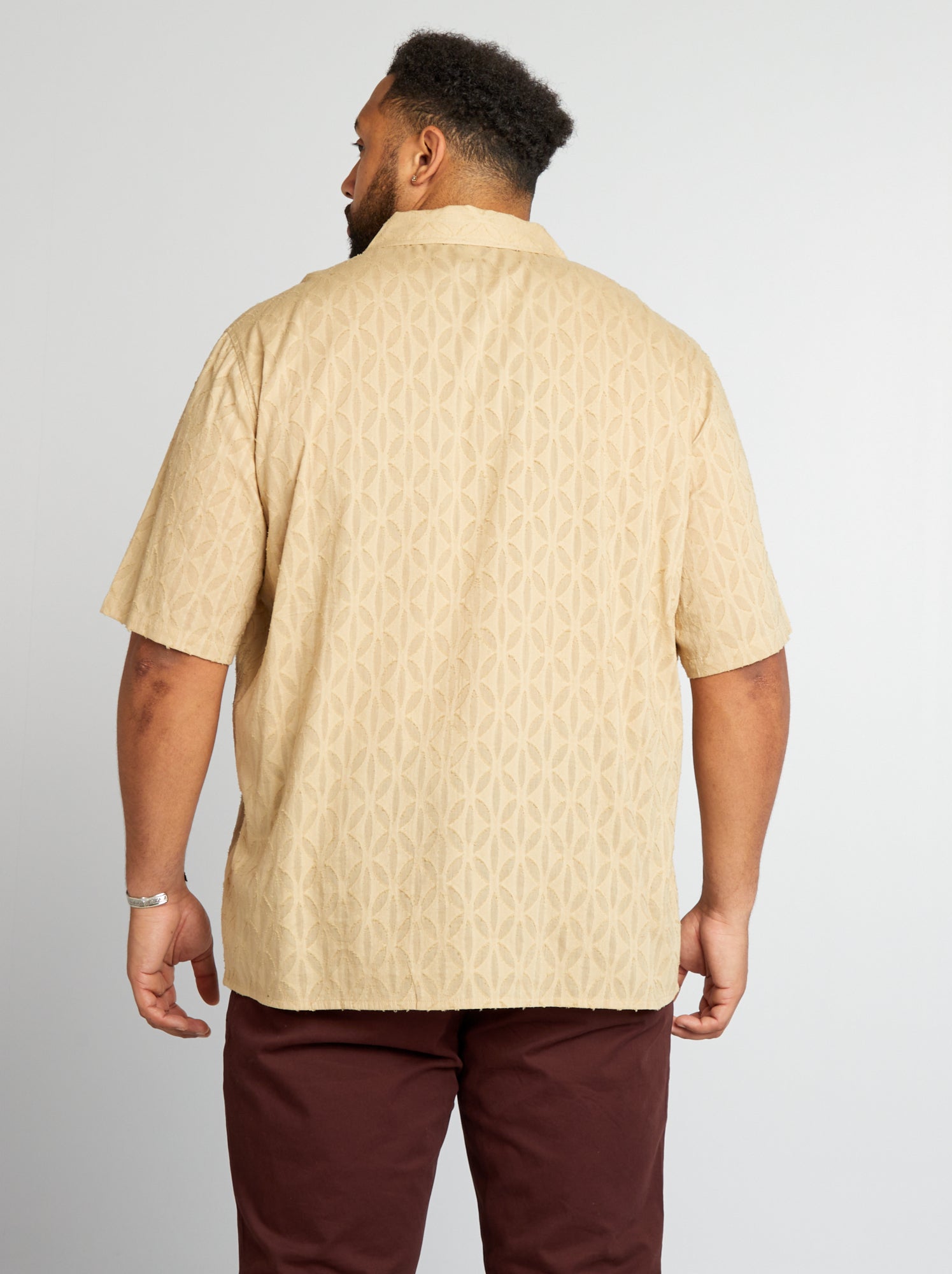 Camicia con motivi in rilievo - BEIGE