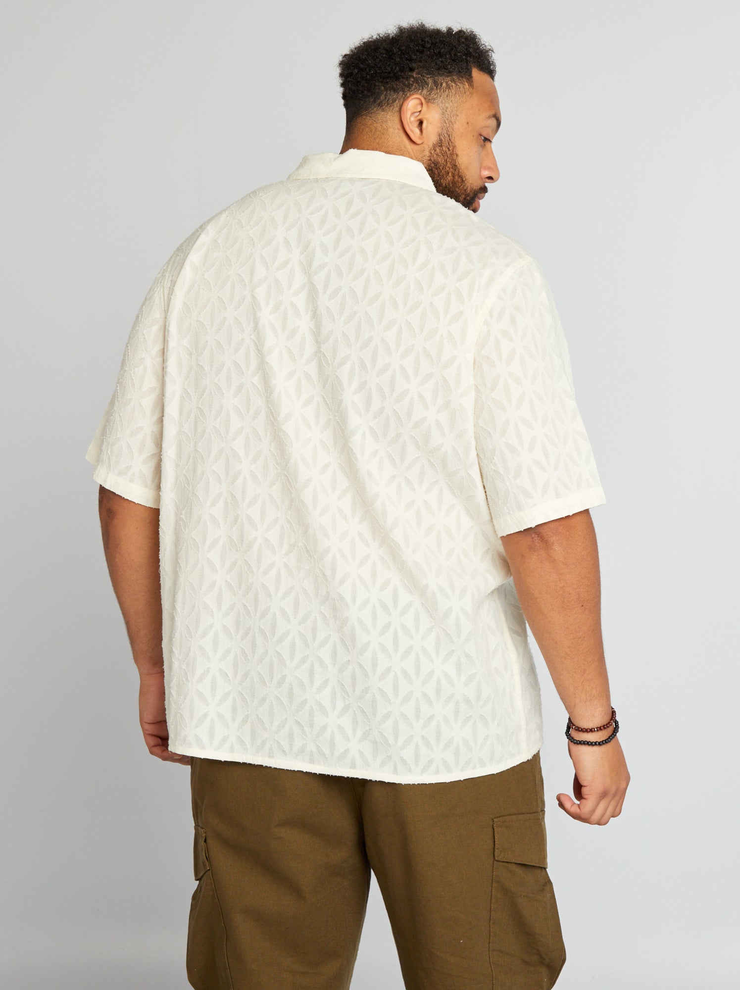 Camicia con motivi in rilievo - BIANCO