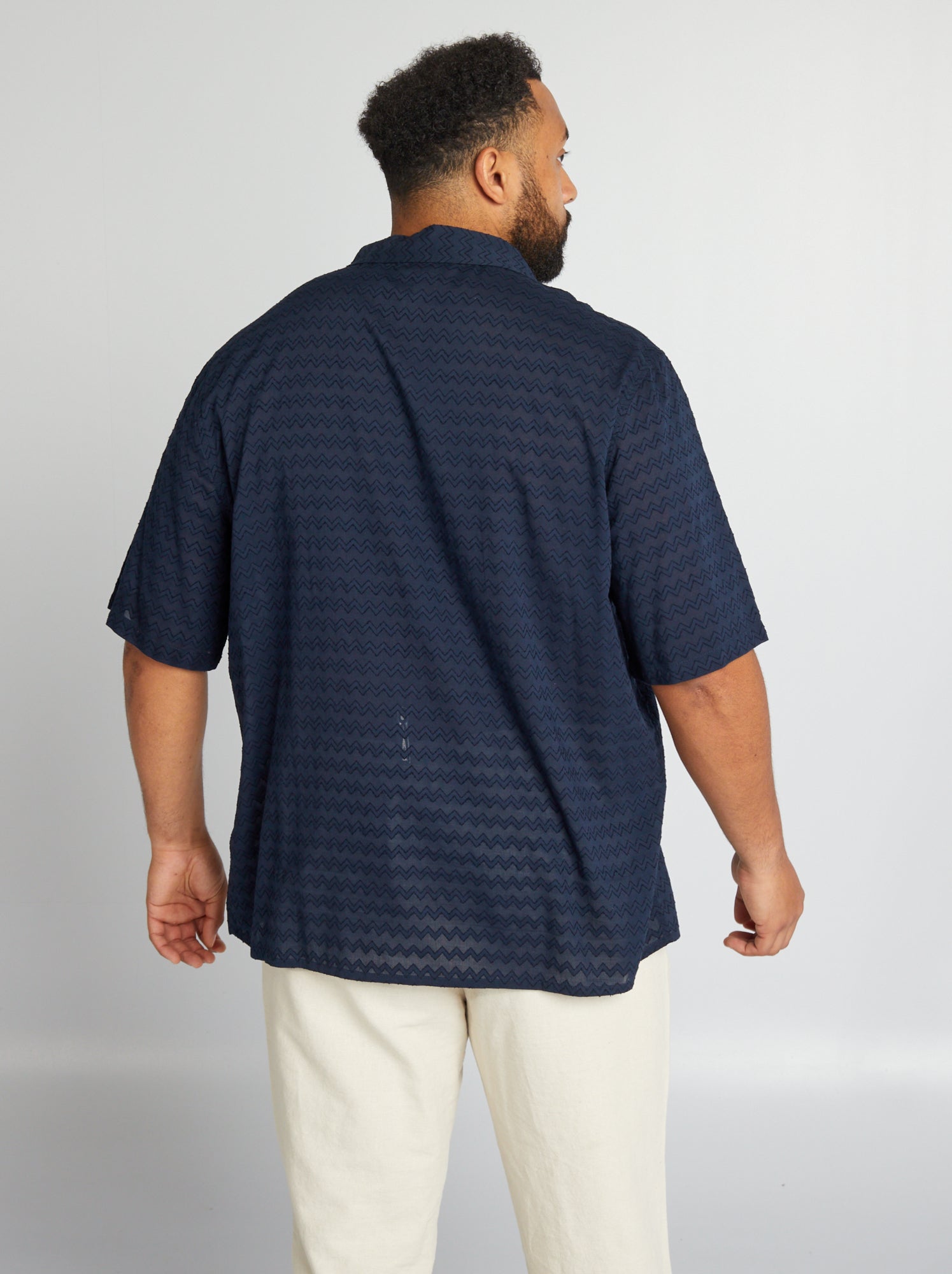 Camicia con motivi in rilievo - blu