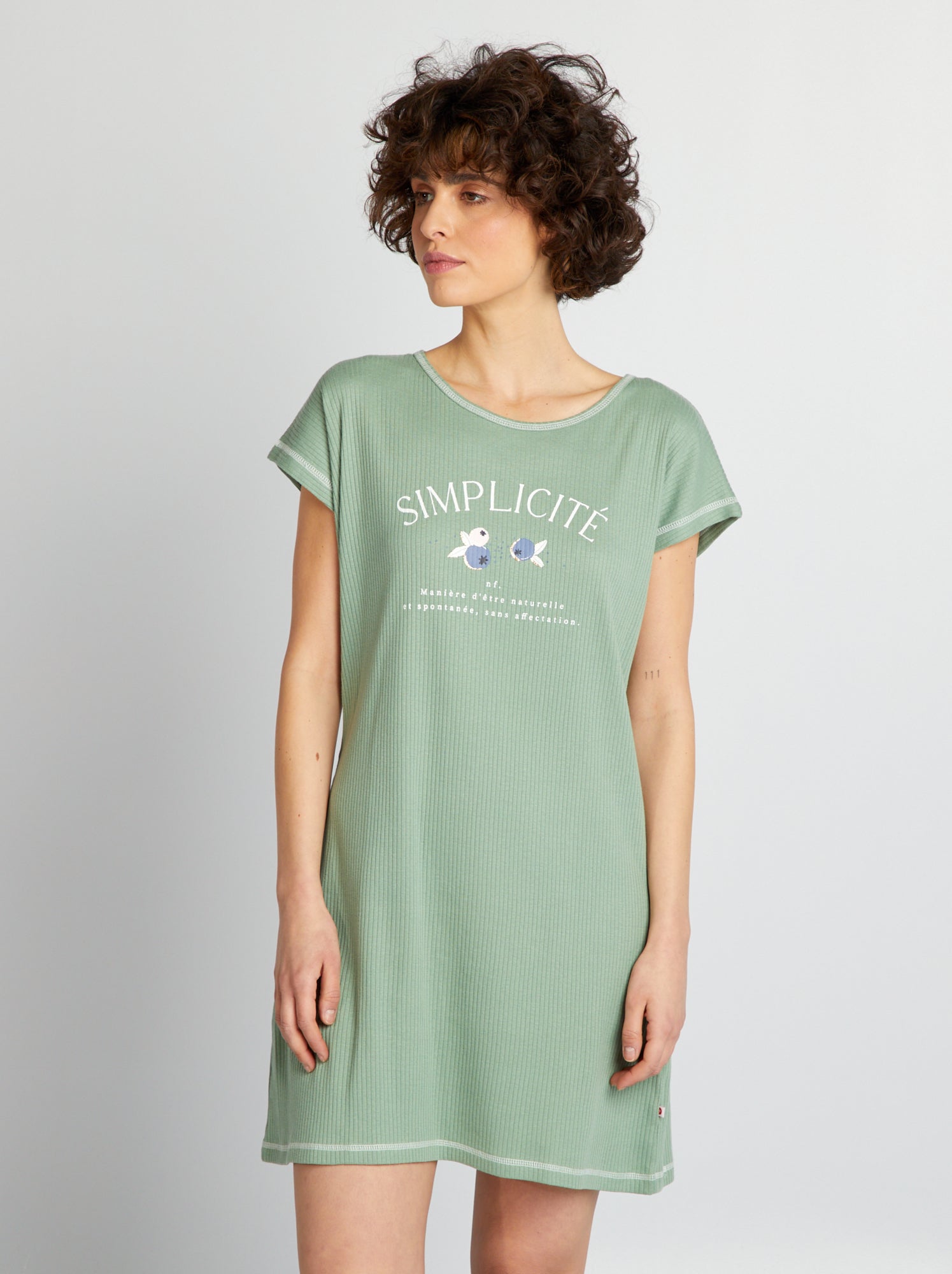 Camicia da notte a coste - VERDE