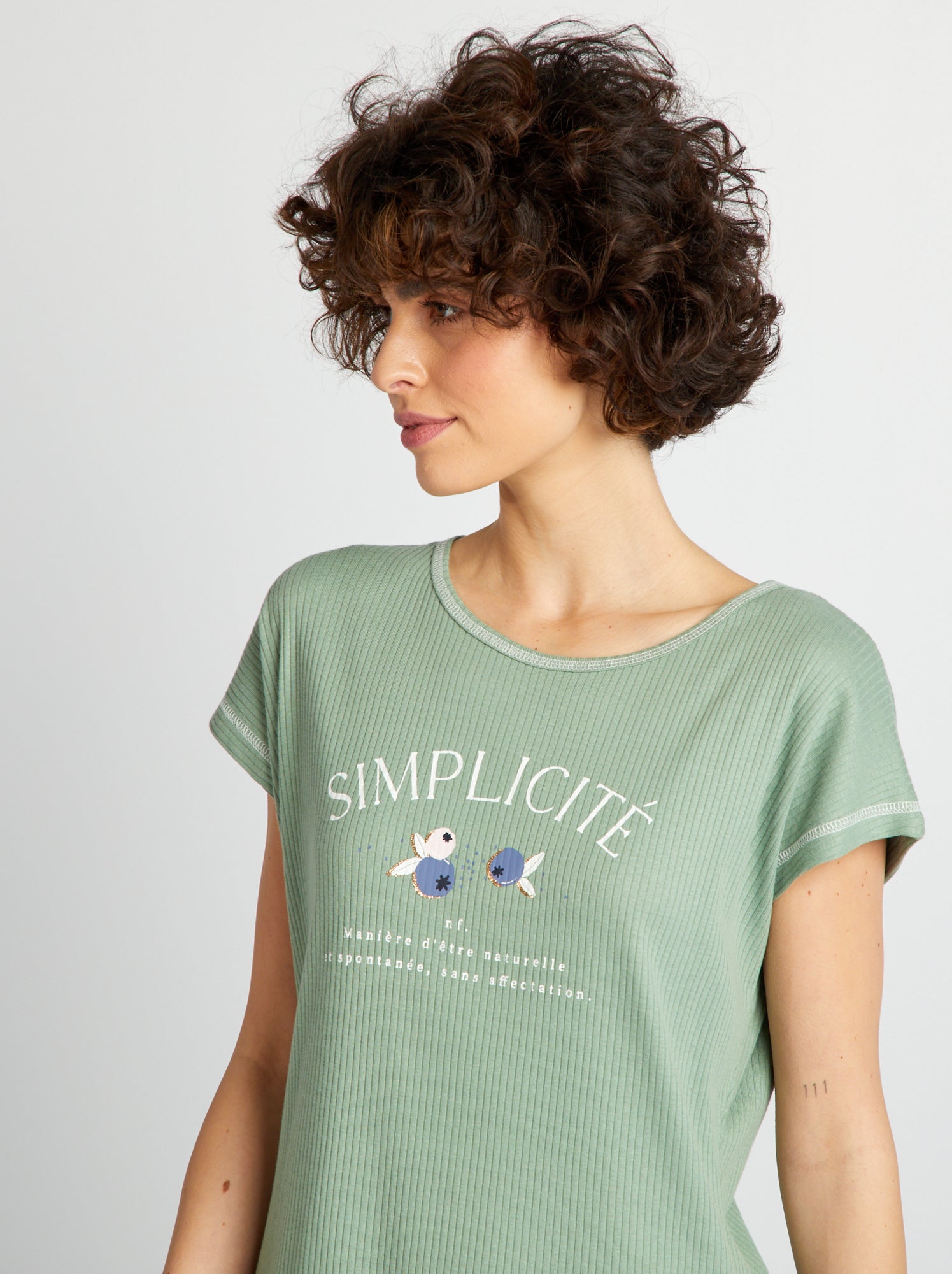 Camicia da notte a coste - VERDE