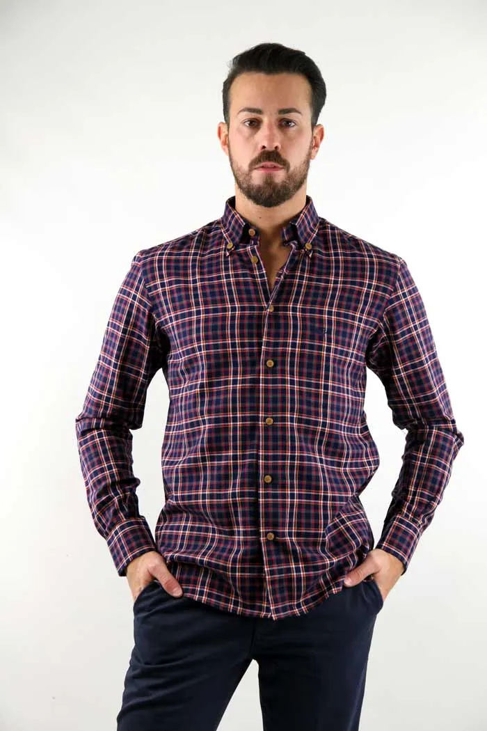 CAMICIA KAMI  A QUADRI BLU 