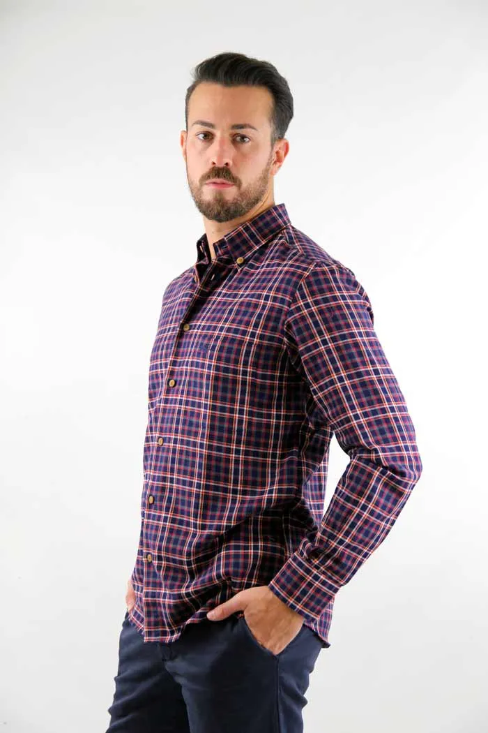 CAMICIA KAMI  A QUADRI BLU 