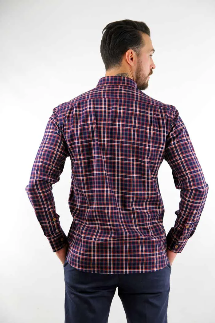 CAMICIA KAMI  A QUADRI BLU 
