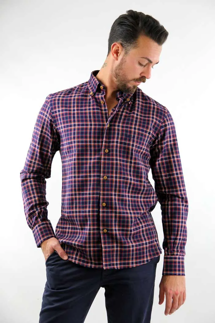 CAMICIA KAMI  A QUADRI BLU 