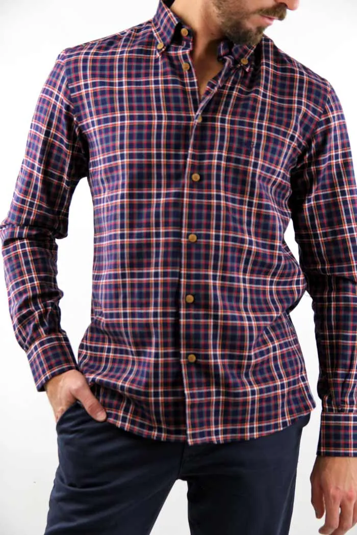 CAMICIA KAMI  A QUADRI BLU 