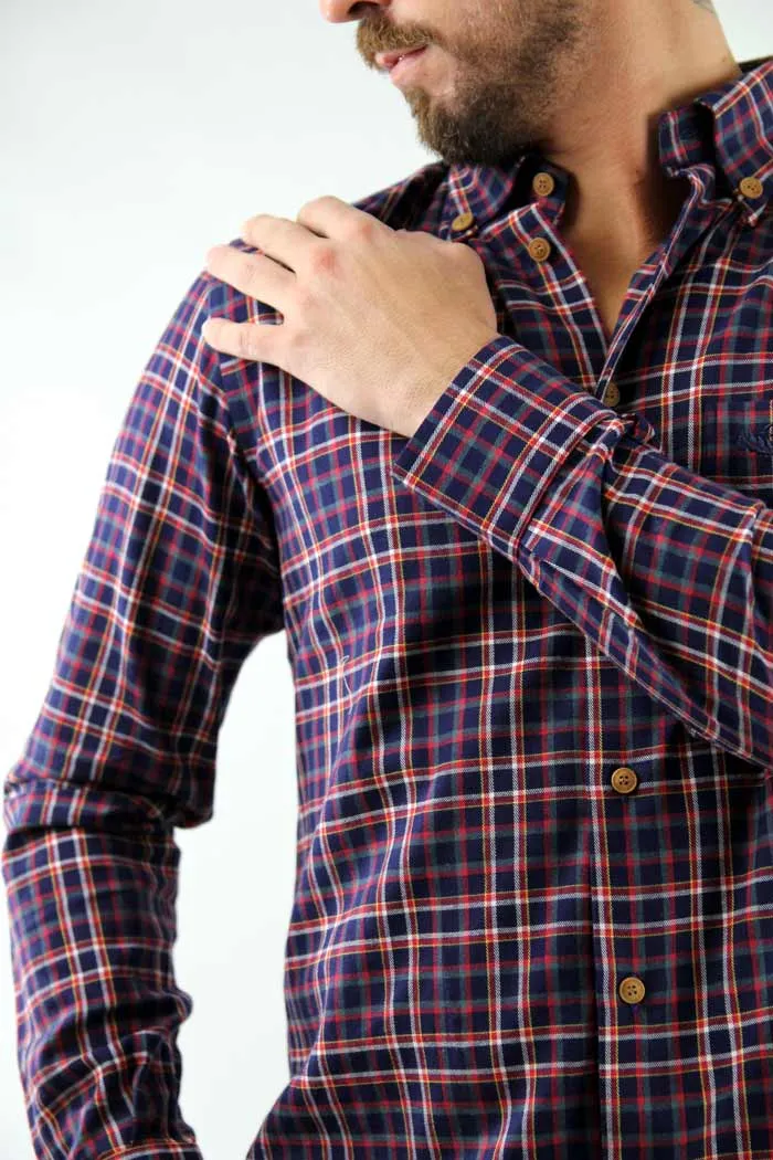 CAMICIA KAMI  A QUADRI BLU 