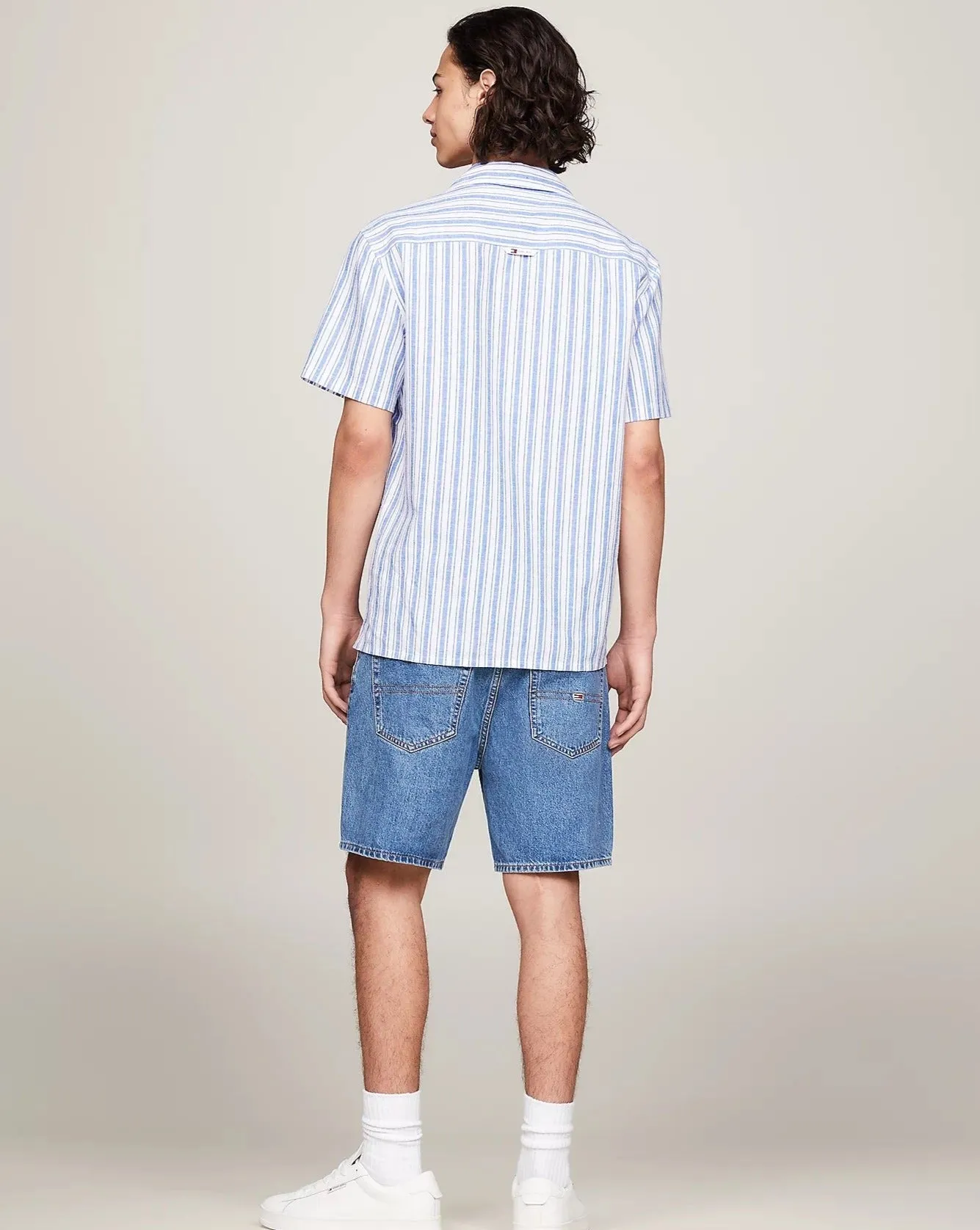 CAMICIA MANICHE CORTE CON COLLETTO CUBANO PERSIAN BLUE
