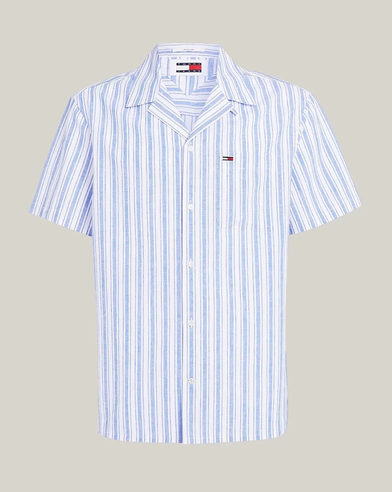 CAMICIA MANICHE CORTE CON COLLETTO CUBANO PERSIAN BLUE