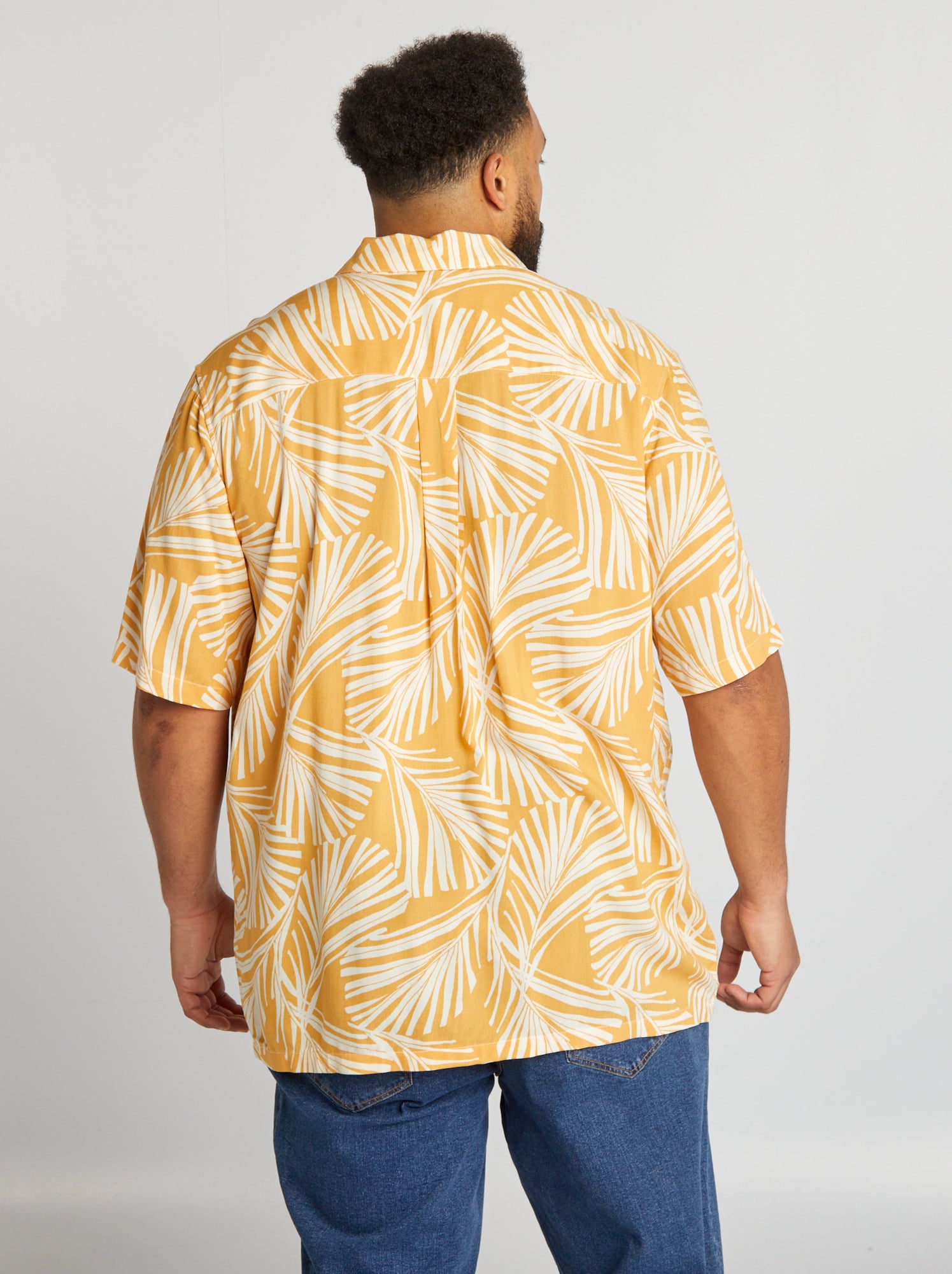 Camicia morbida con collo a pigiama - GIALLO