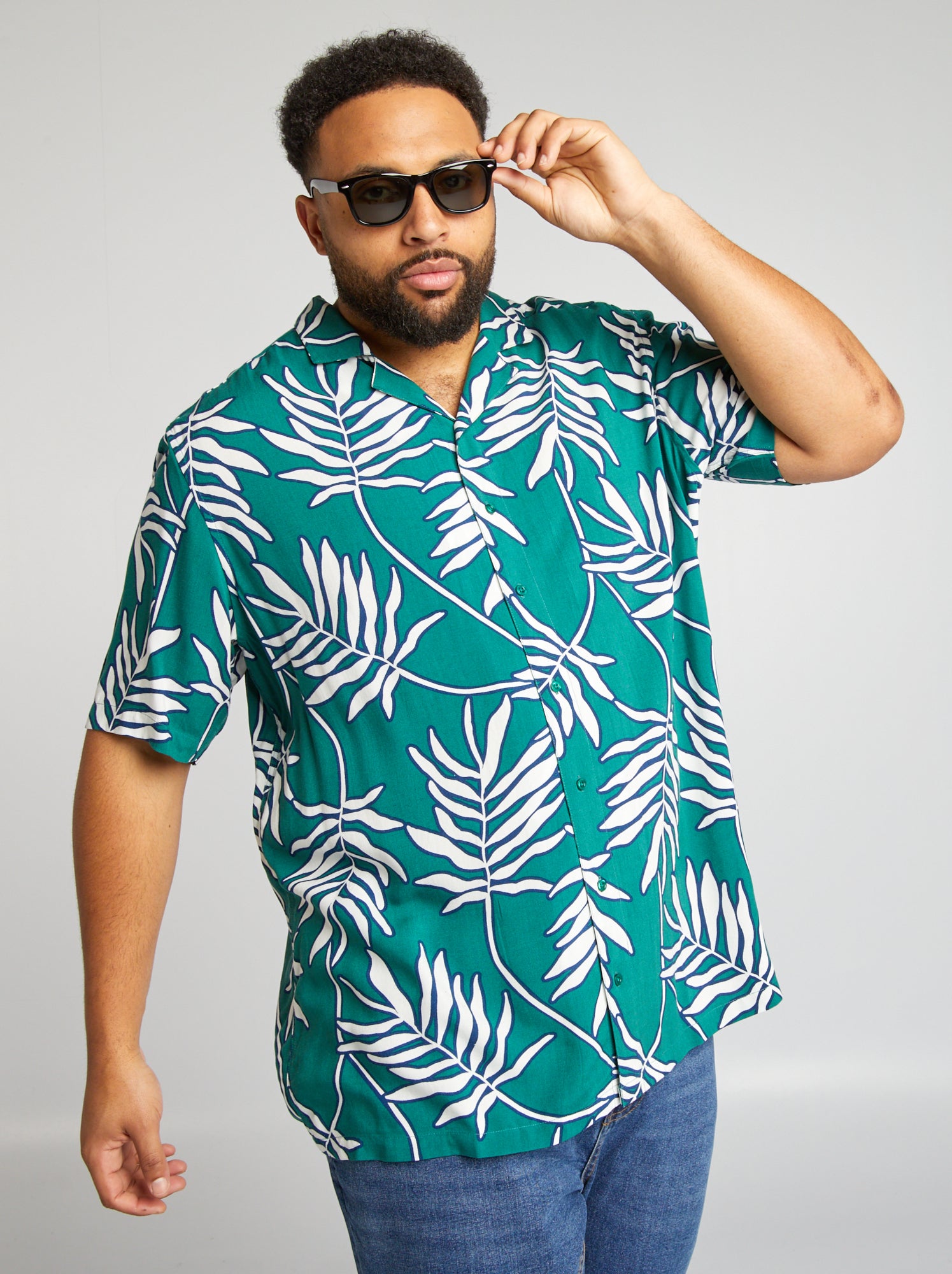 Camicia morbida con collo a pigiama - VERDE