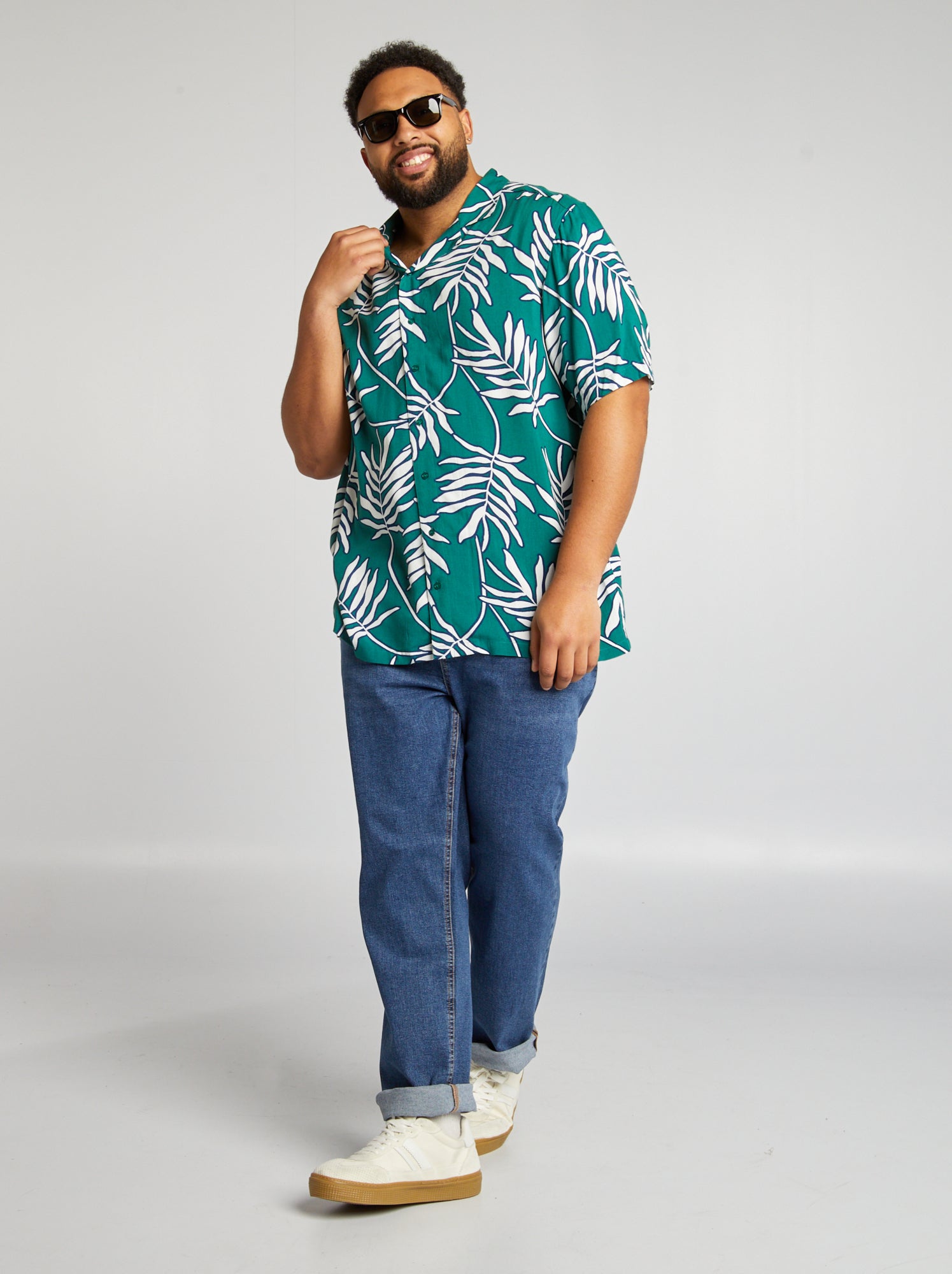 Camicia morbida con collo a pigiama - VERDE