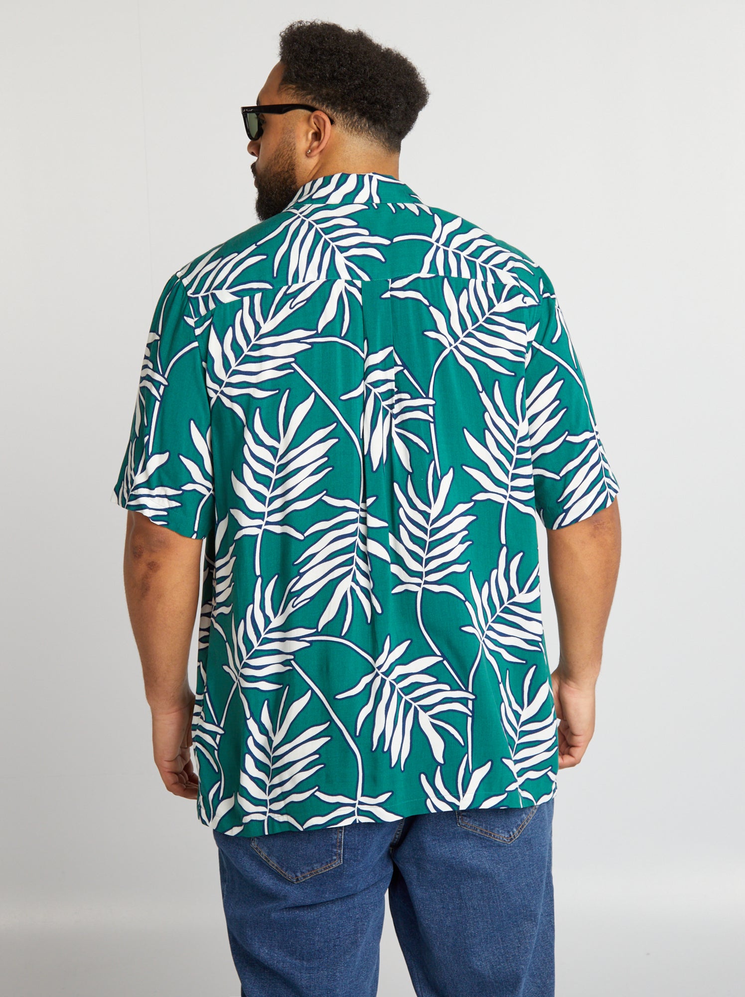 Camicia morbida con collo a pigiama - VERDE